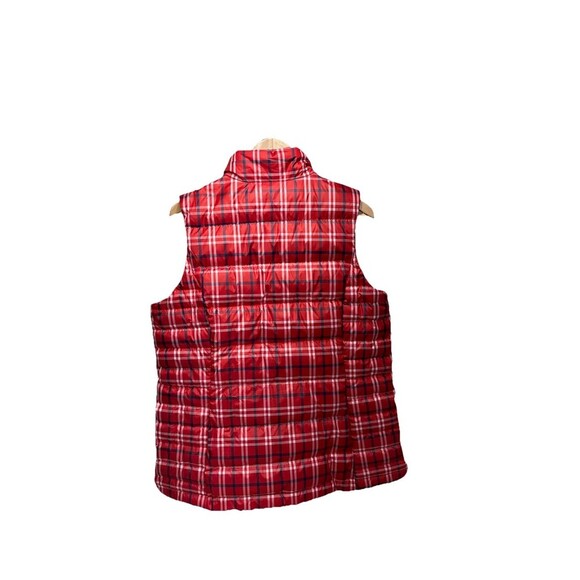 Lands End Women's LT Red Buffalo Plaid Quilted Down Puffer Vest Sleeveless Zip - Picture 2 of 12